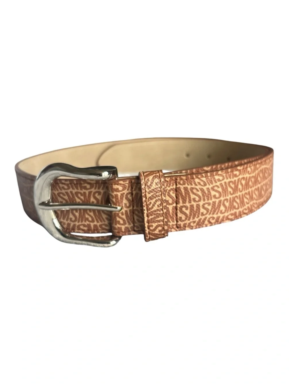Steve Madden Fish-Eye-Logo Belt in Brown Size Medium NWT